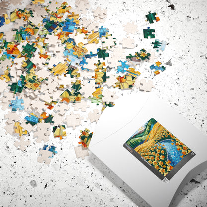 Puzzle, Golden Daffodil Valley 110-1014 Piece Jigsaw, Mosaic Nature Scene, Relaxing Indoor Activity, Mindfulness Hobby, Spring Floral Puzzle Puzzle The Puzzle Chest