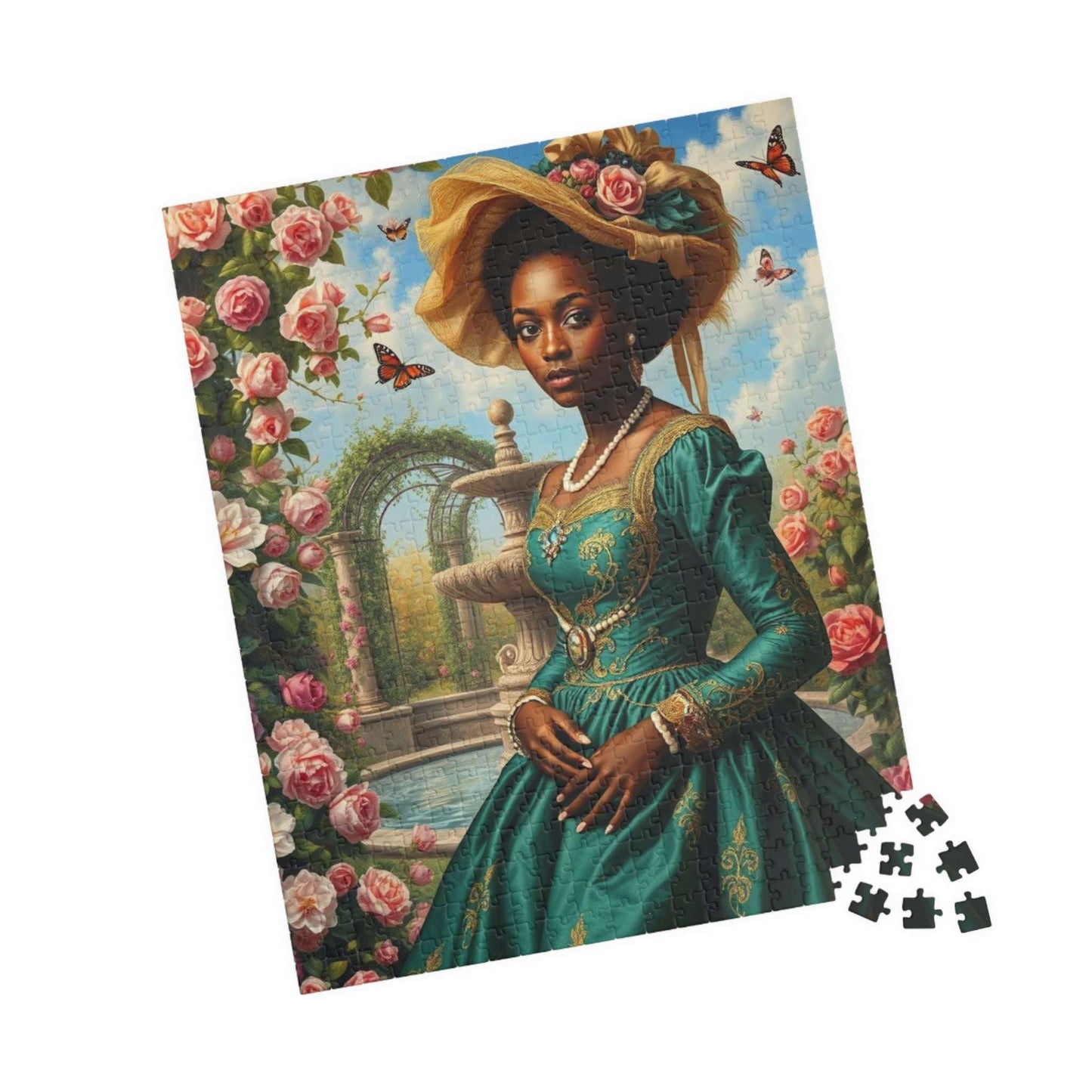 Floral Victorian Black Woman Jigsaw Puzzle, African American Lady Art, Afrocentric Artwork 520 pcs (Vertical) Puzzle The Puzzle Chest