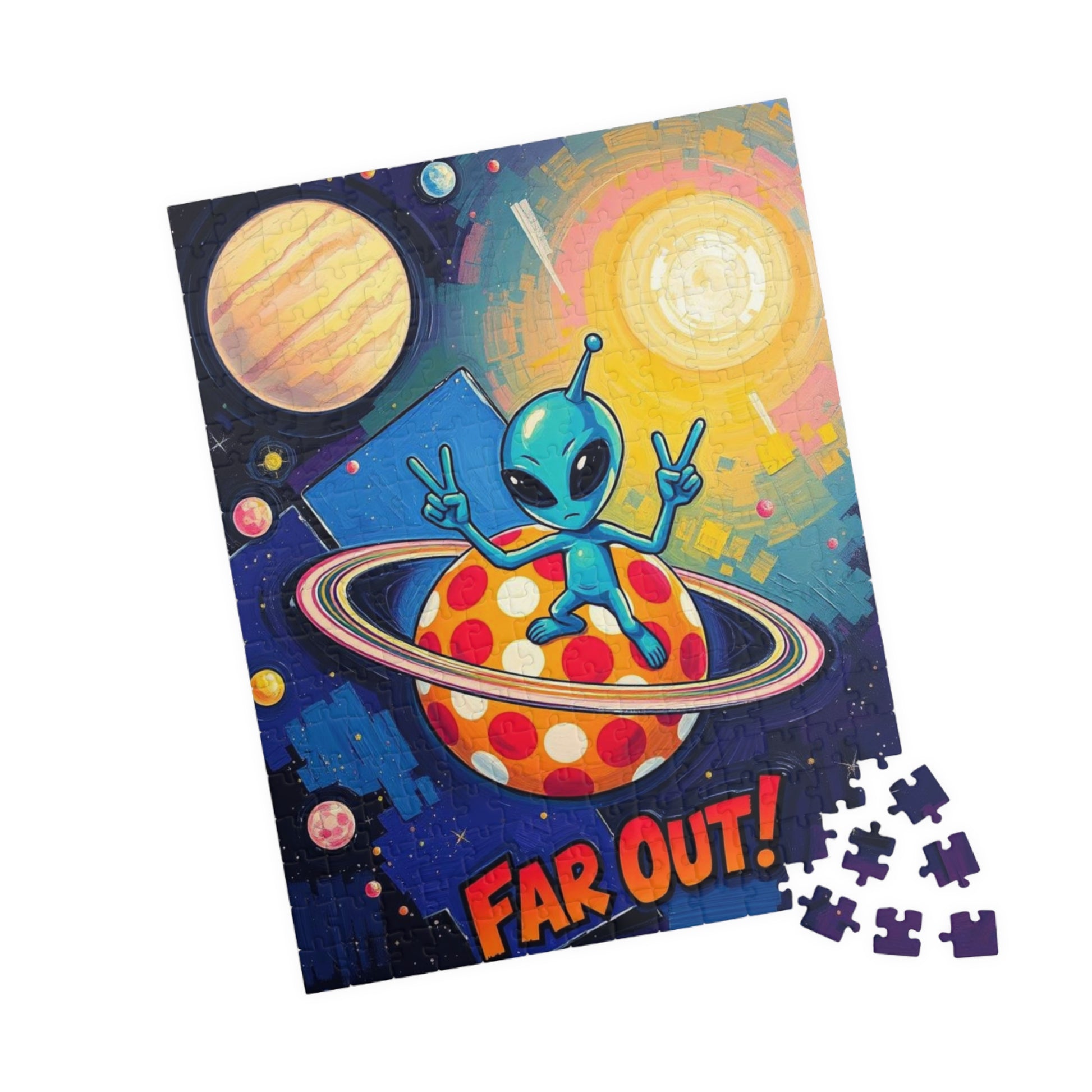 Far Out Alien Puzzle | Fun Space Theme Pop Art Jigsaw Educational Game, Cool Gift for Adults, Family Bonding Activity, Brain Teaser Puzzle The Puzzle Chest