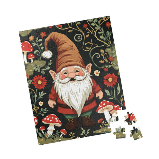 Vintage Gnome Jigsaw Puzzle with Forest Elements, Woodland Design for Nature Lovers Puzzle Enthusiasts, Fun Family Bonding Activity, Gift 110 pcs (Vertical) Puzzle The Puzzle Chest