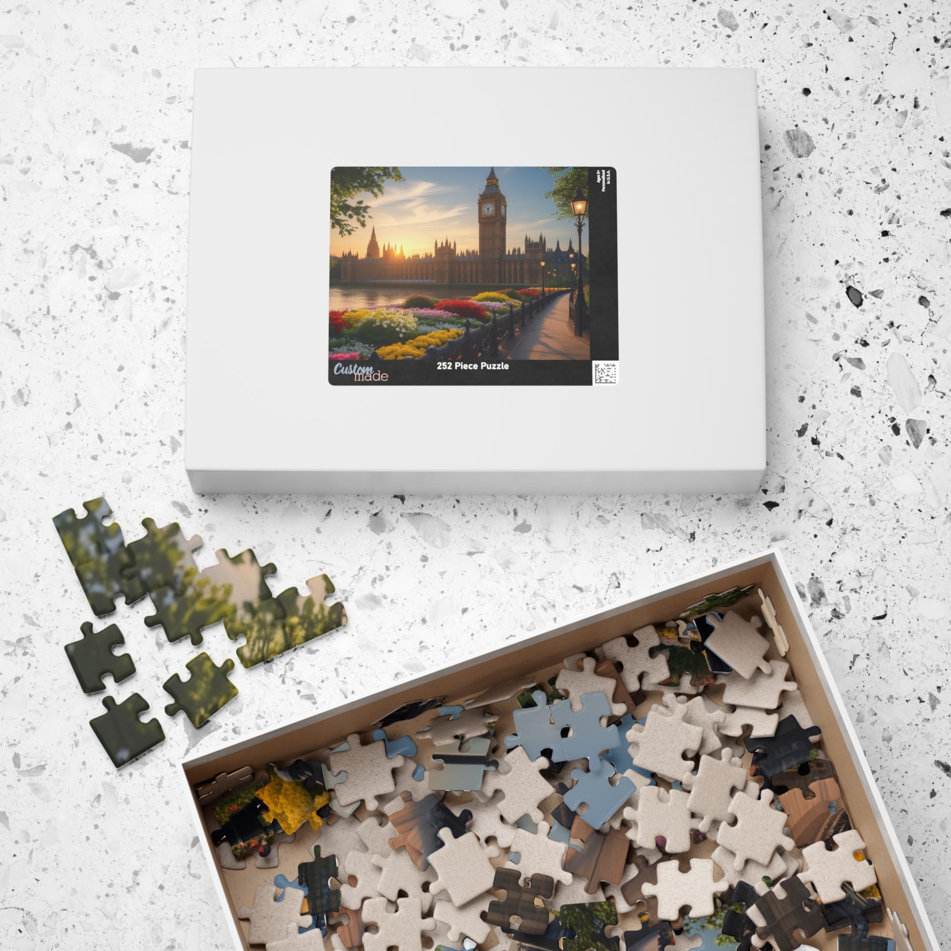 London Big Ben (Elizabeth Tower) Jigsaw Puzzle, Flowers Sunrise View Thames River, Puzzle Enthusiast Cityscape Lover Gift, Family Activity Puzzle The Puzzle Chest
