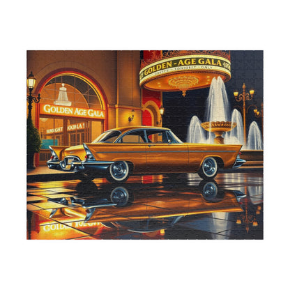 Vintage Car Puzzle, Classic Gold 1957 Chrysler 300C, Retro Vehicle Nighttime Scene Jigsaw Game, Ideal Gift for Car Enthusiasts Puzzle Lover 520 pcs (Horizontal) Puzzle The Puzzle Chest