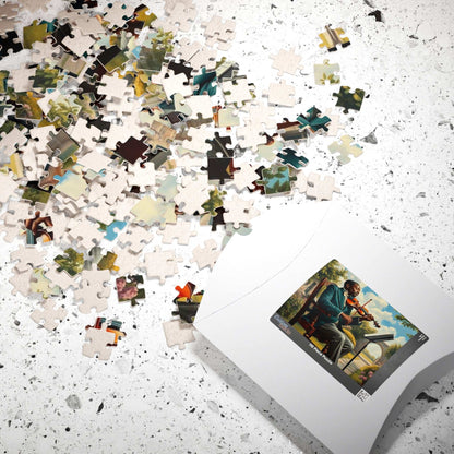 Black Victorian Musician Jigsaw Puzzle, Afrocentric Artwork Featuring Black Man Puzzle The Puzzle Chest