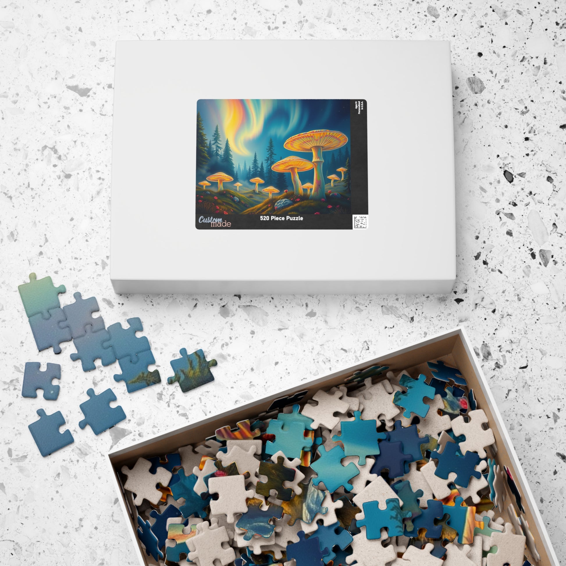 Enchanted Mushroom Puzzle with Aurora Borealis Design - Perfect Gift for Nature Lovers, Family Game Night, and Relaxation Puzzle The Puzzle Chest