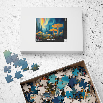 Enchanted Mushroom Puzzle with Aurora Borealis Design - Perfect Gift for Nature Lovers, Family Game Night, and Relaxation Puzzle The Puzzle Chest