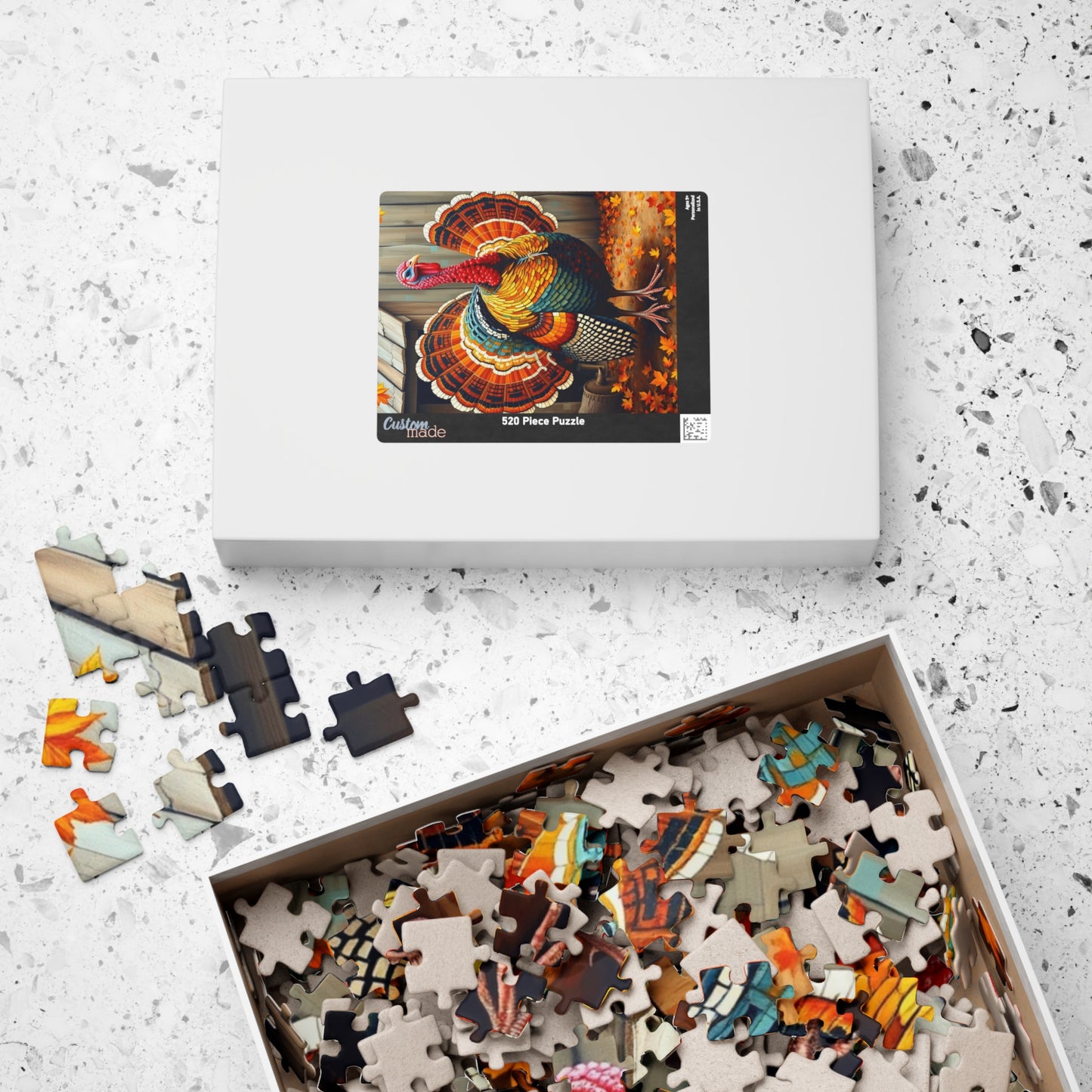 Fall Turkey Mosaic Puzzle, Autumn Bird with Rustic Farm Setting Background Jigsaw Game, Family Bonding Activity, Ideal Gift for Animal Lover Puzzle The Puzzle Chest
