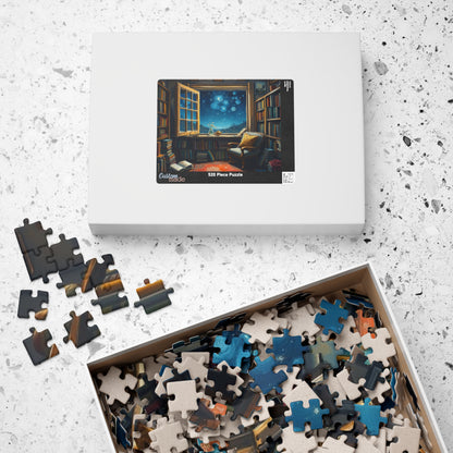 Cozy Library Jigsaw Puzzle - Starry Night Sky, Book Lover Gift, Educational Game, Mindfulness Activity, Literary Scene, Ideal for Family Fun Puzzle The Puzzle Chest