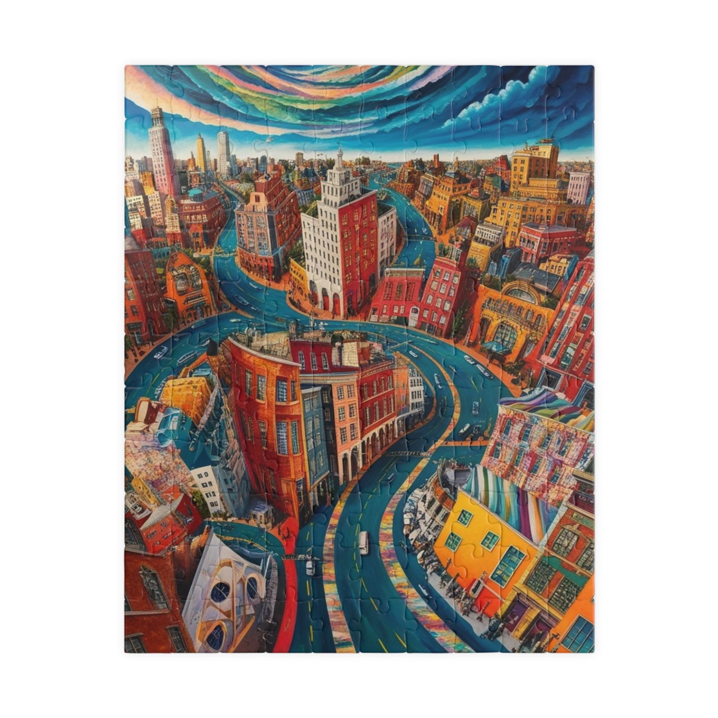 Surreal Cityscape Puzzle - 110, 252, 520, 1014-Piece, Fun Gift for Puzzle Lovers, Unique Wall Art, Family Game Night, Creative Art Therapy 110 pcs (Vertical) Puzzle The Puzzle Chest