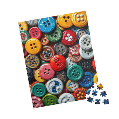 Button Collection Jigsaw Puzzle - Chaotic Collage Design, Fun Family Creative Activity, Puzzle Lover Gift for Friends, Vintage Vibe Brain Teaser Puzzle The Puzzle Chest
