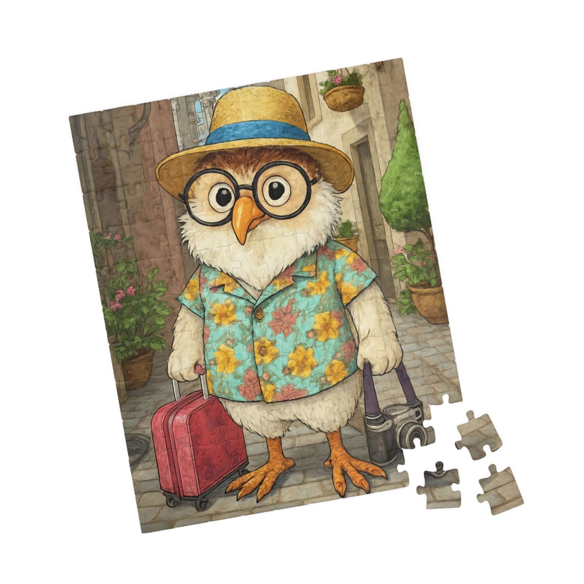 Chicken Traveler Jigsaw Puzzle, Cartoonish Bird Game for Adults, Gift for Holidays Birthdays, Family Time, Farm Animal Lovers, Brain Teaser Puzzle The Puzzle Chest
