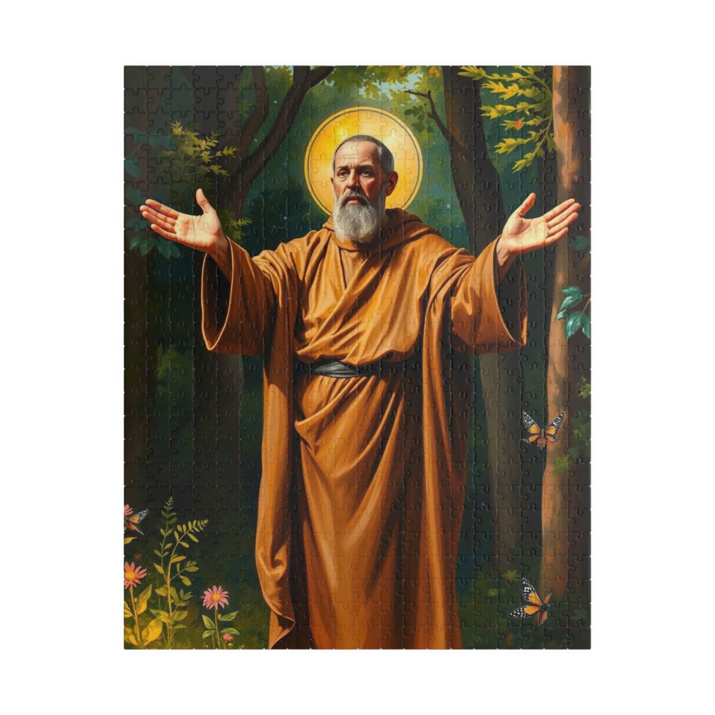 Jigsaw Puzzle, Saint Francis of Assisi in Lush Forest, Religious Home Entertainment, Gifts for Spirituality, Meditation, Family Game Night