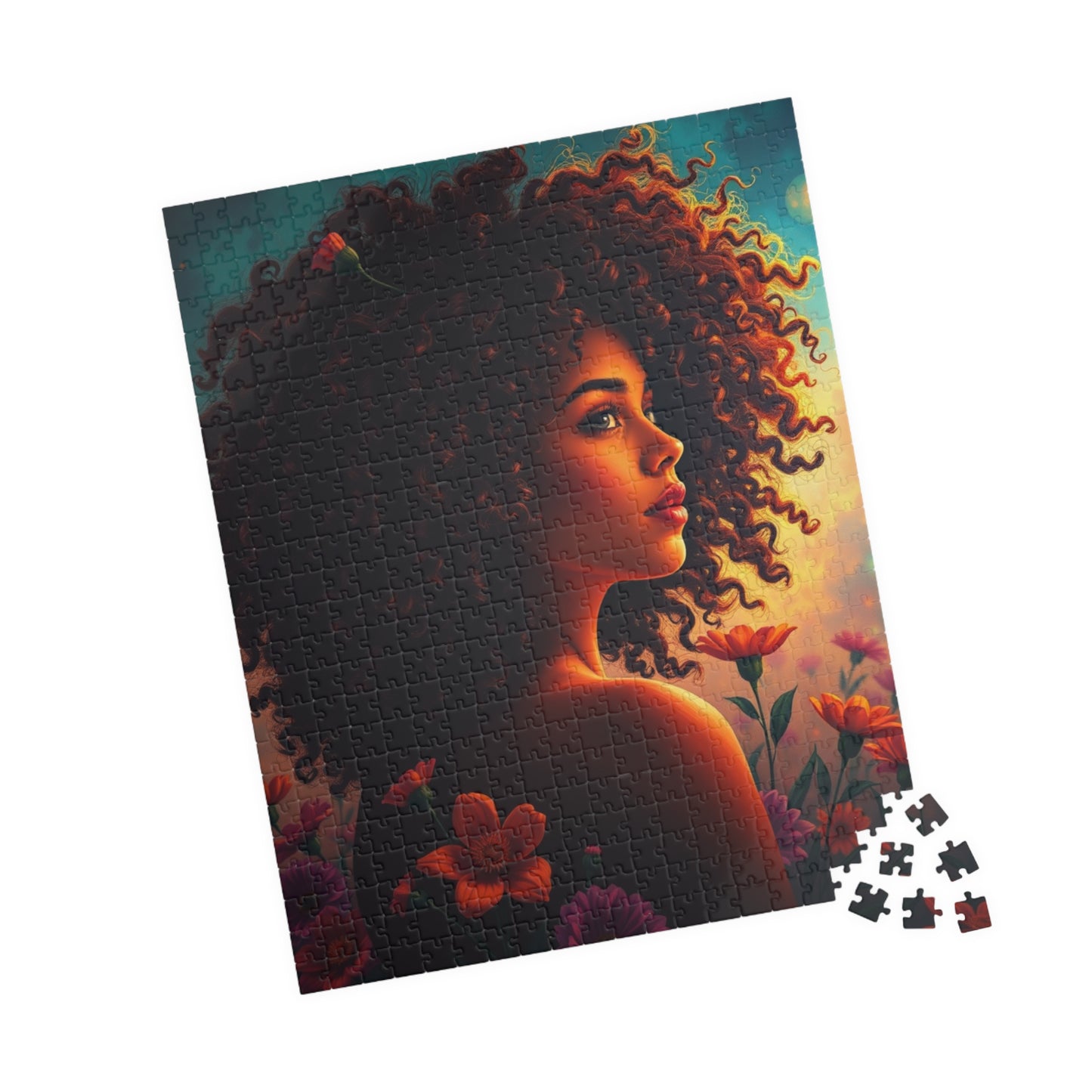 Floral Afrocentric Puzzle African American Woman, Perfect for Cozy Night Mindfulness Activity, Black Art Lover Gift, Family Fun Brain Teaser Puzzle The Puzzle Chest