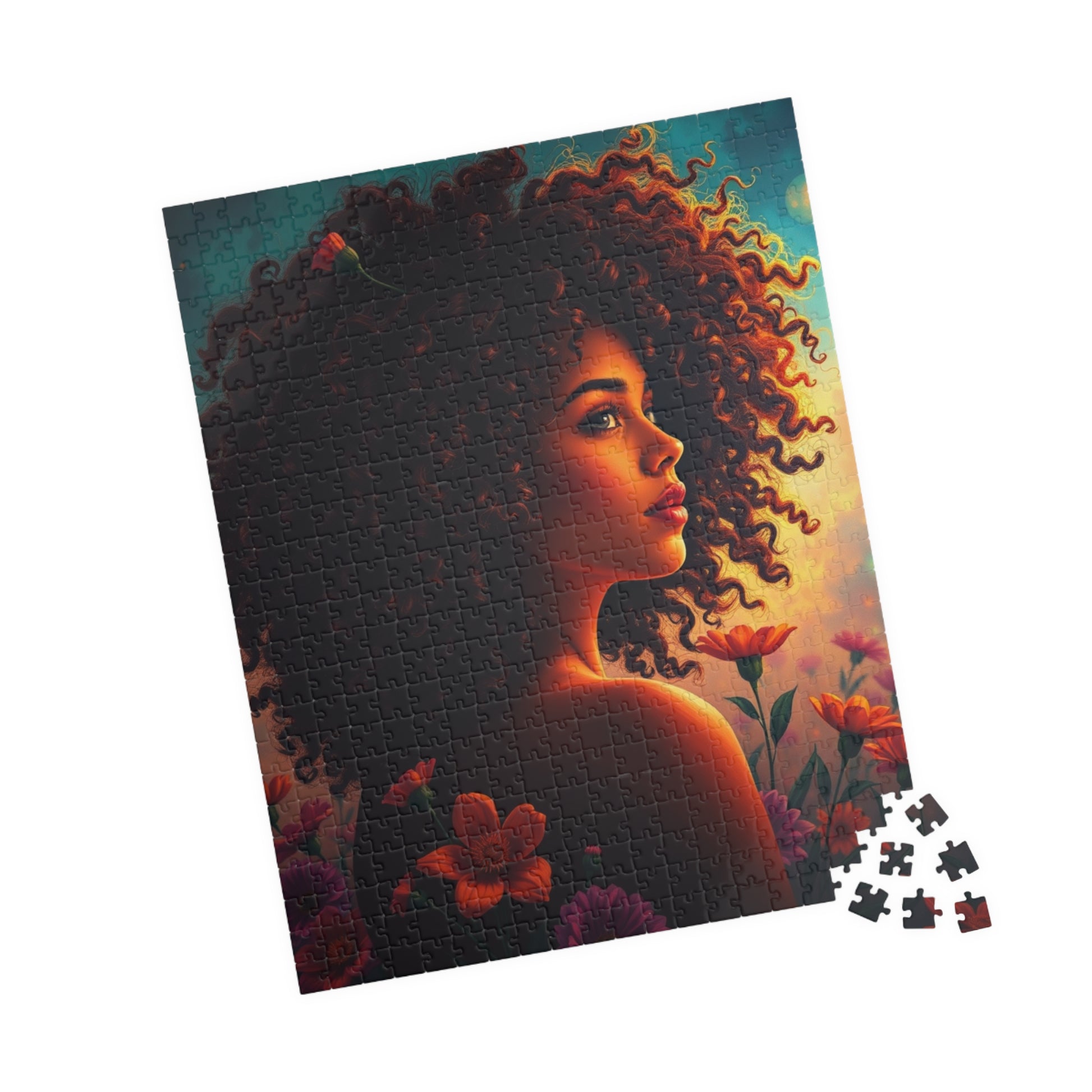 Floral Afrocentric Puzzle African American Woman, Perfect for Cozy Night Mindfulness Activity, Black Art Lover Gift, Family Fun Brain Teaser Puzzle The Puzzle Chest
