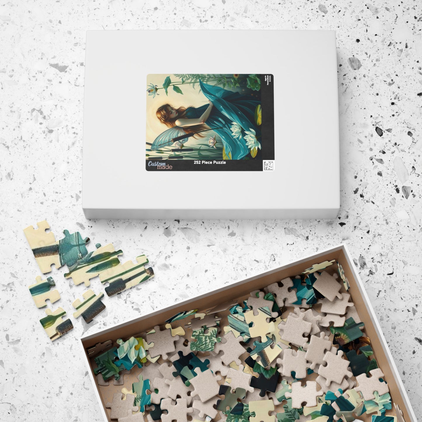 Lily Pond Secrets Fairy Puzzle, 110/252/520/1014-piece Fantasy Art Adult Jigsaw Game, Nature Lover Gift for Friend Holiday Birthday