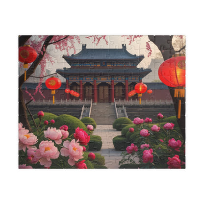 Forbidden City Beijing Jigsaw Puzzle with Peonies and Lanterns, 252 520 1014-Piece Puzzle, Chinese Landmark Gift, Creative Hobby 110 pcs (Horizontal) Puzzle The Puzzle Chest