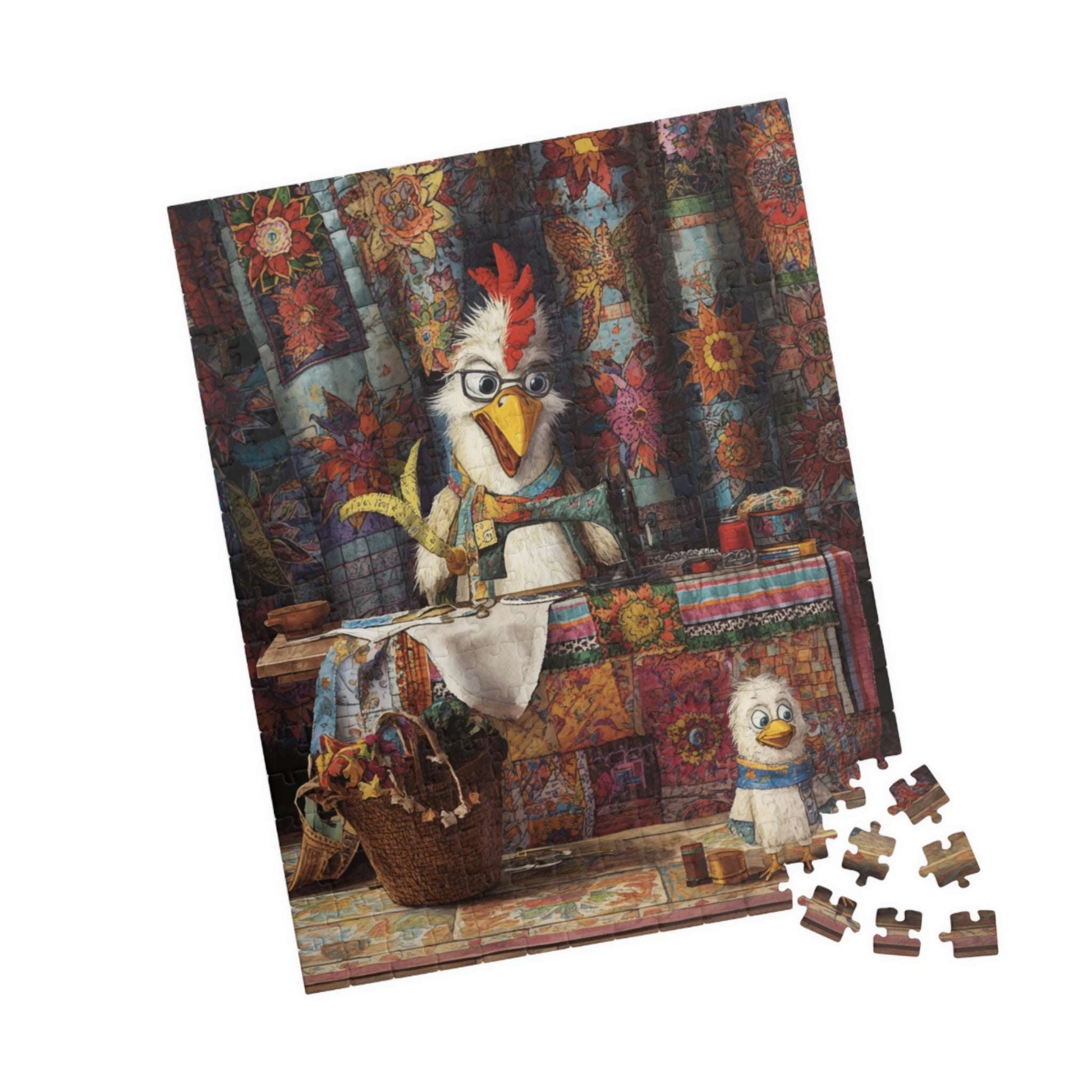 Chicken Tailor Jigsaw Puzzle, Farm Animal Sewing Theme Bird Game for Family Fun, Home Activity, Gift for Adult Puzzle Lovers, Brain Teaser Puzzle The Puzzle Chest