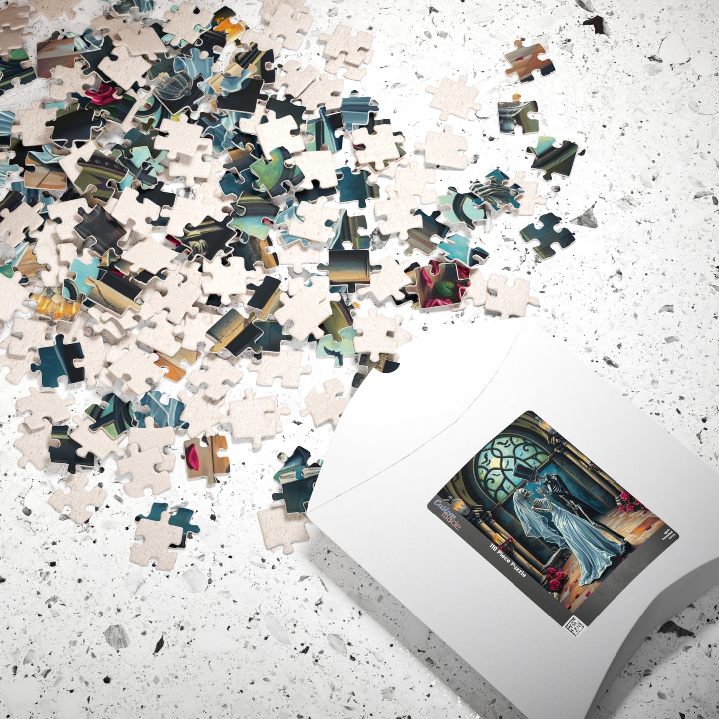 Gothic Wedding Skeleton Puzzle, Dark Fantasy Art Jigsaw Game for Lovers, Halloween Decor, Gift for Friend, Home Activity, Engaging Gift Idea