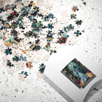 Gothic Wedding Skeleton Puzzle, Dark Fantasy Art Jigsaw Game for Lovers, Halloween Decor, Gift for Friend, Home Activity, Engaging Gift Idea