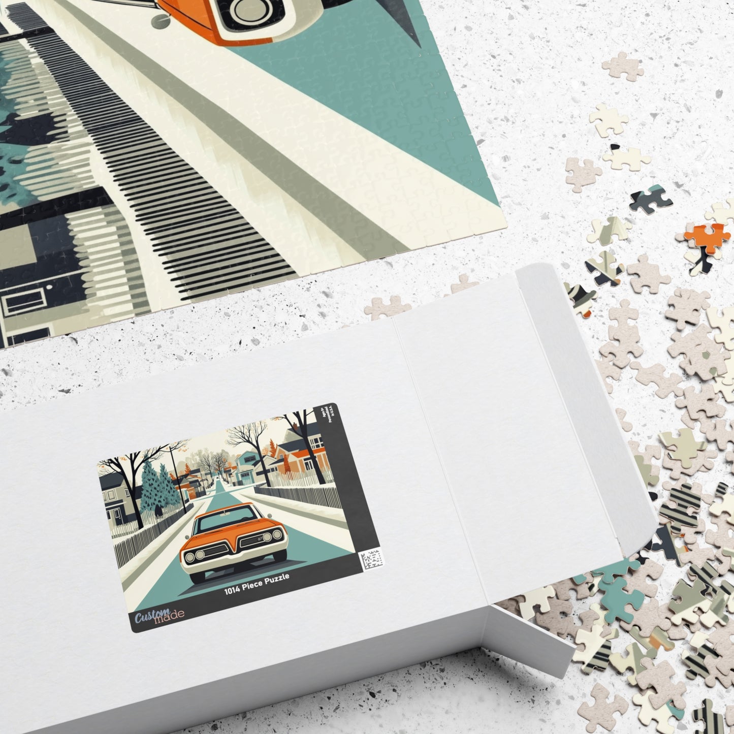 Vintage Car Puzzle | Mid-Century Suburban Street Scene Jigsaw Game