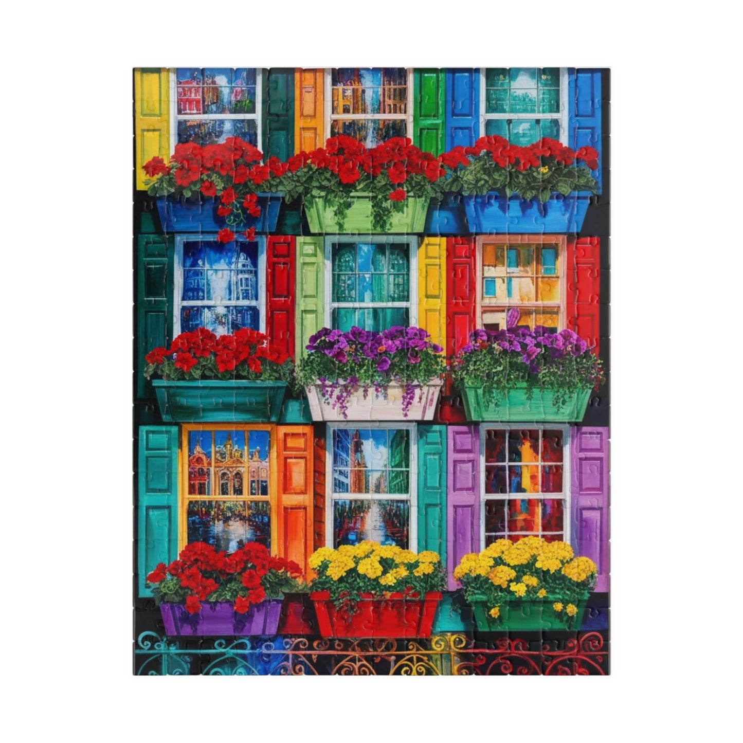 Colorful Flower Window Puzzle, 110/252/520/1014-piece Puzzle, Flower Lover Gift for Friends, Family Game Night, Fun Activity 252 pcs (Vertical) Puzzle The Puzzle Chest