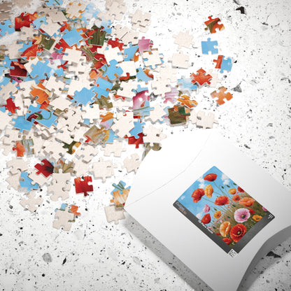 Blooming Poppies Puzzle, Close Up View, Colorful Floral Meadow Scene, Nature-Inspired Jigsaw Game, Unique Gift Art Enthusiast, Puzzle Lover Puzzle The Puzzle Chest