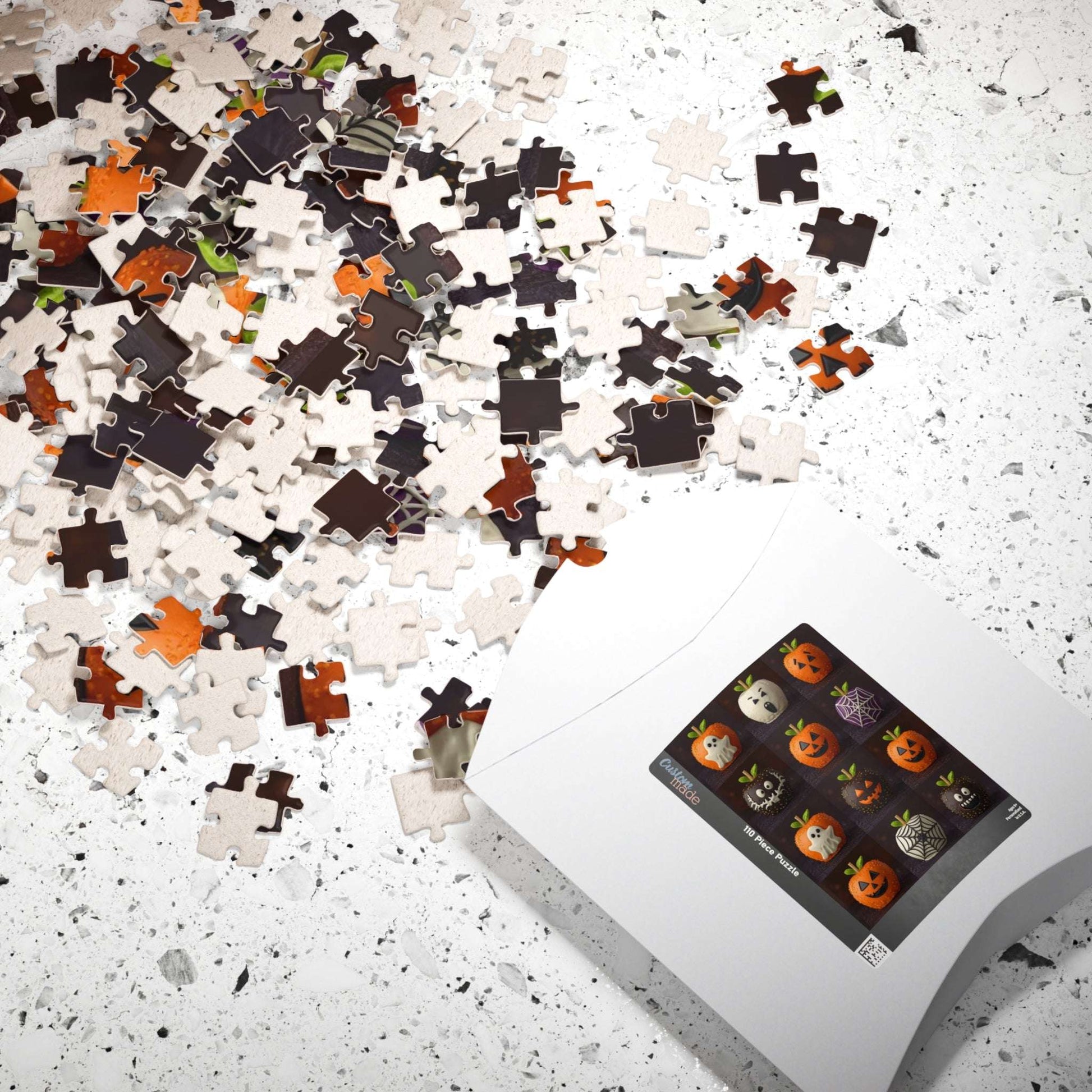 Halloween Candy Apple Jigsaw Puzzle – Grid of Decorative Candied Apples with Spooky Fun Designs Puzzle The Puzzle Chest