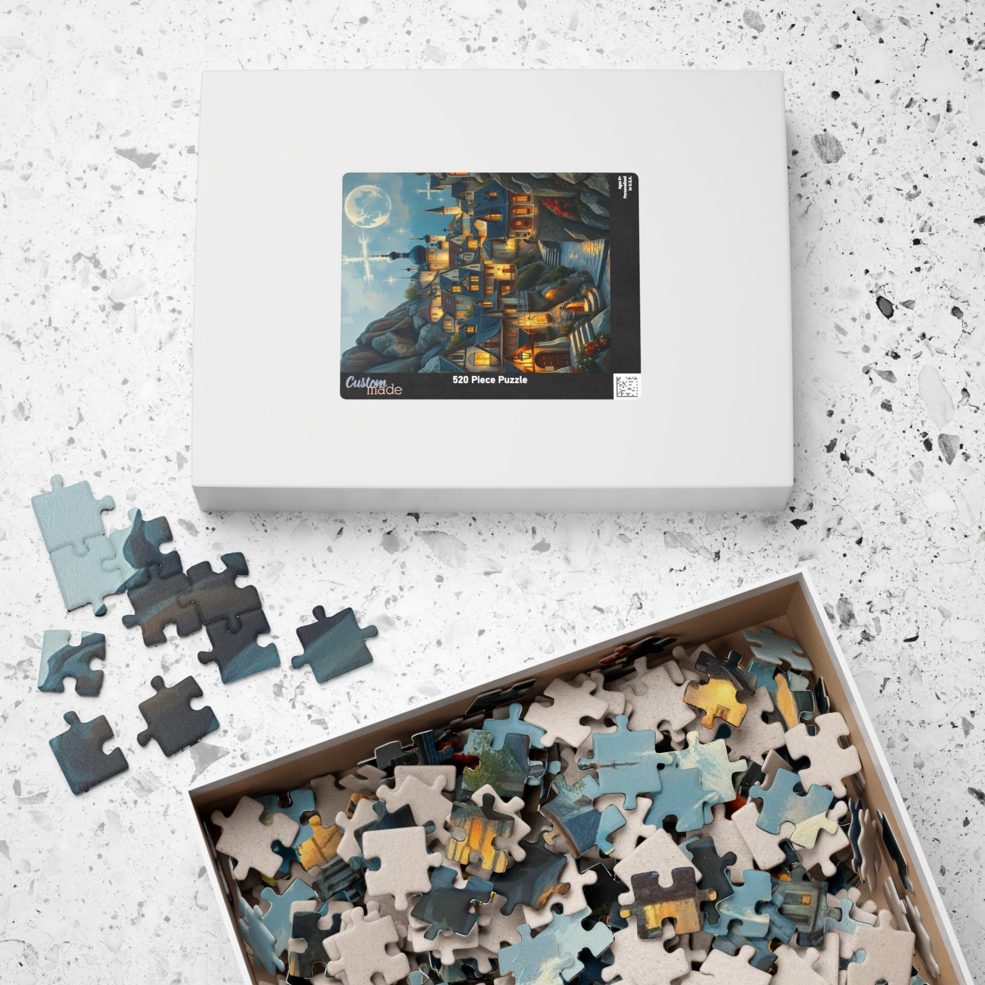 Mountain Village Puzzle, Elegant Moonlite Town Adult Jigsaw Game, Relaxing Indoor Hobby, Solo Activity, Family Fun, Holiday Birthday Gift The Puzzle Chest