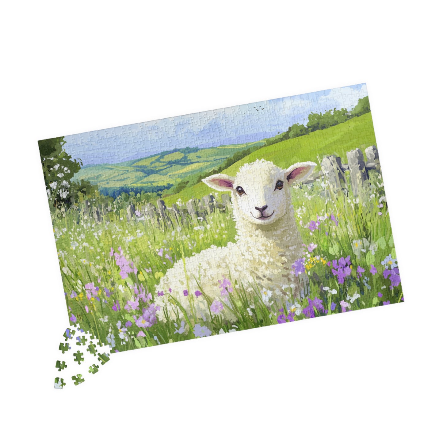 Spring Lamb Puzzle | Scenic Countryside Sheep Jigsaw 110-1014 Piece 1014 pcs (Horizontal) Puzzle The Puzzle Chest