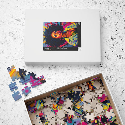 Black Woman Afro Puzzle - Abstract Pop Art Graffiti Background Jigsaw, Afrocentric, Black Art, 110, 252, 520, 1014-piece Puzzle The Puzzle Chest