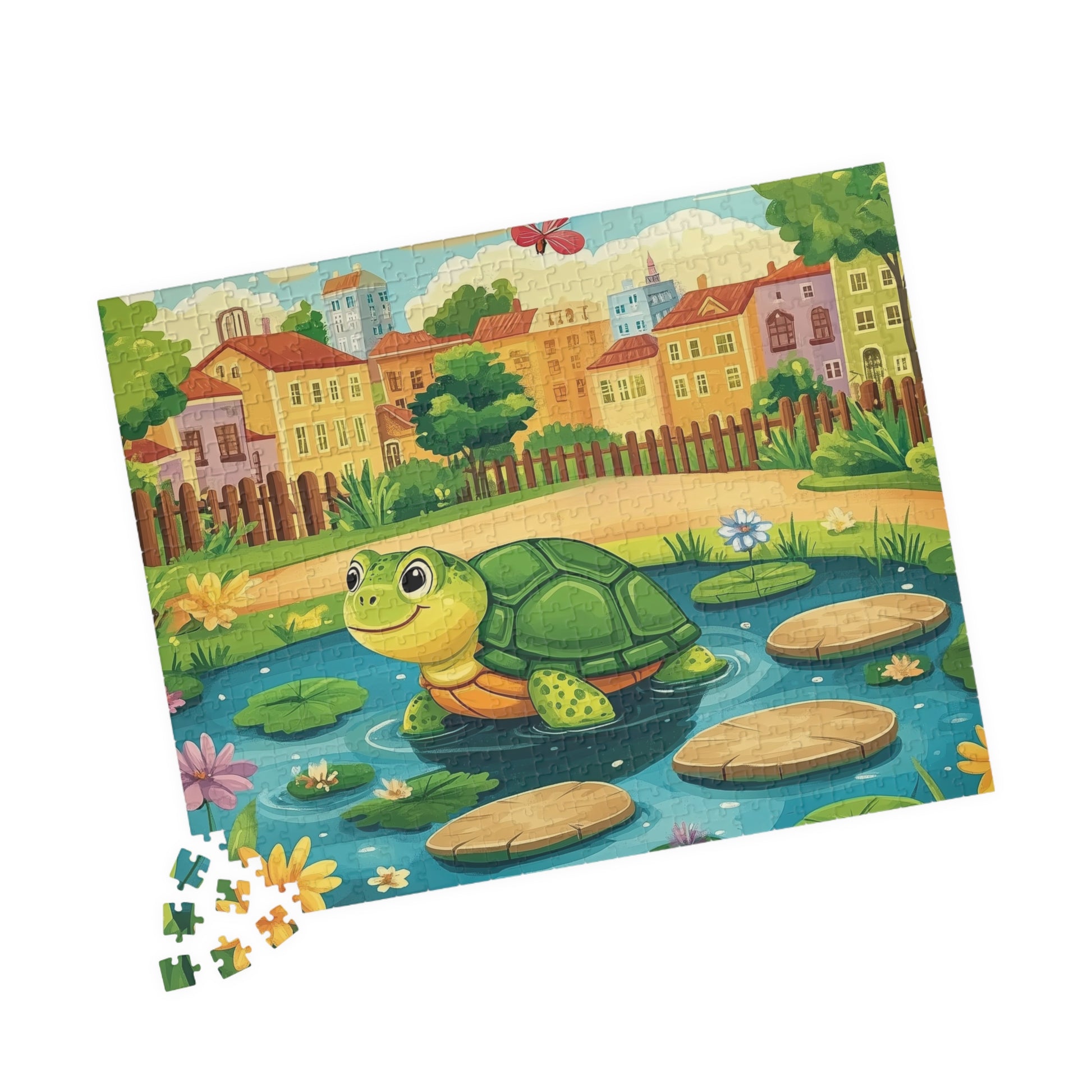 Smiling Turtle Pond Puzzle | Cute Animal Jigsaw Game 520 pcs (Horizontal) Puzzle The Puzzle Chest