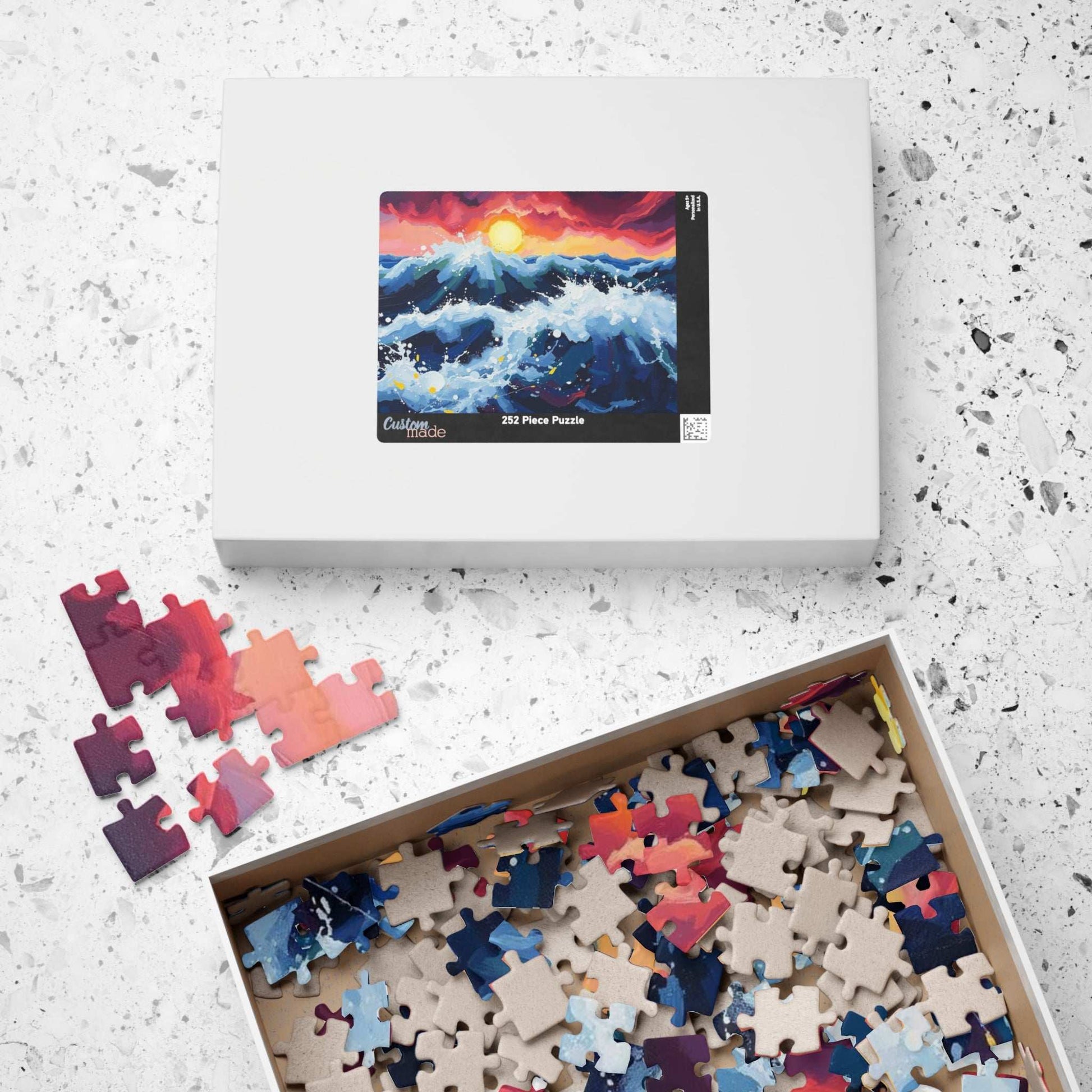 Abstract Ocean Sunrise Puzzle for Adults - Colorful Seascape Jigsaw Game
