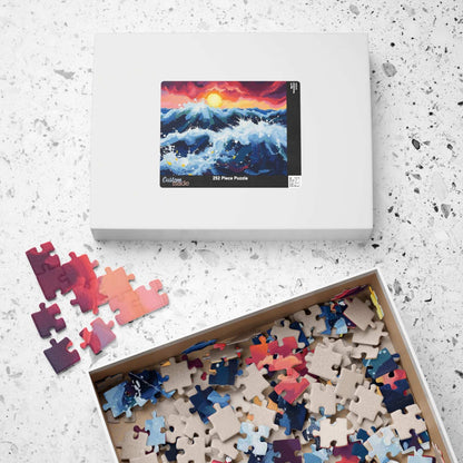 Abstract Ocean Sunrise Puzzle for Adults - Colorful Seascape Jigsaw Game