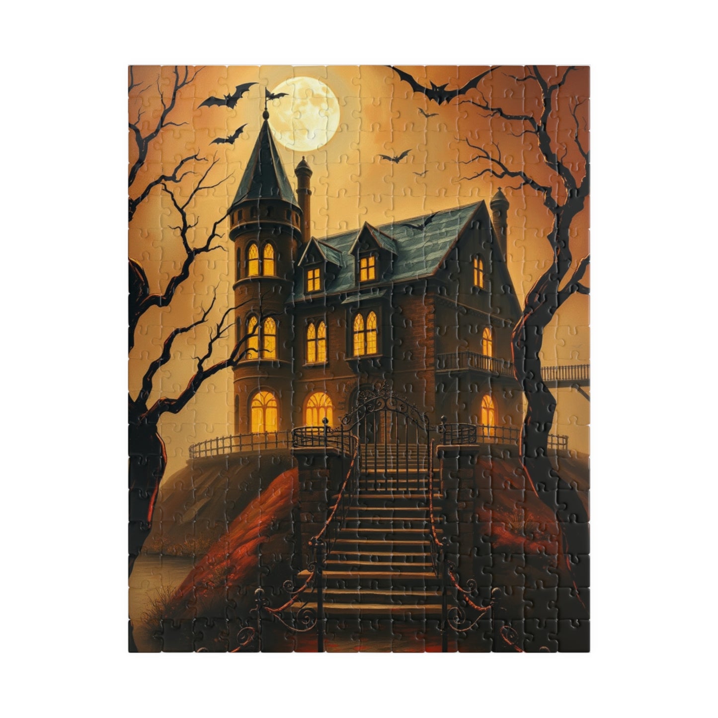Spooky Haunted House Puzzle, Halloween Design, Family Game Night or Solo Fun, Perfect Gift for Puzzle Lover, 110 252 520 1014-piece, Mindful 252 pcs (Vertical) Puzzle The Puzzle Chest