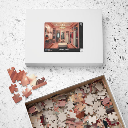 Elegant Boutique Style Closet Puzzle, Luxury Pink and Cream Walk in Closet Jigsaw Game, Relaxing Activity, Mother's Day Gift for Her Puzzle The Puzzle Chest