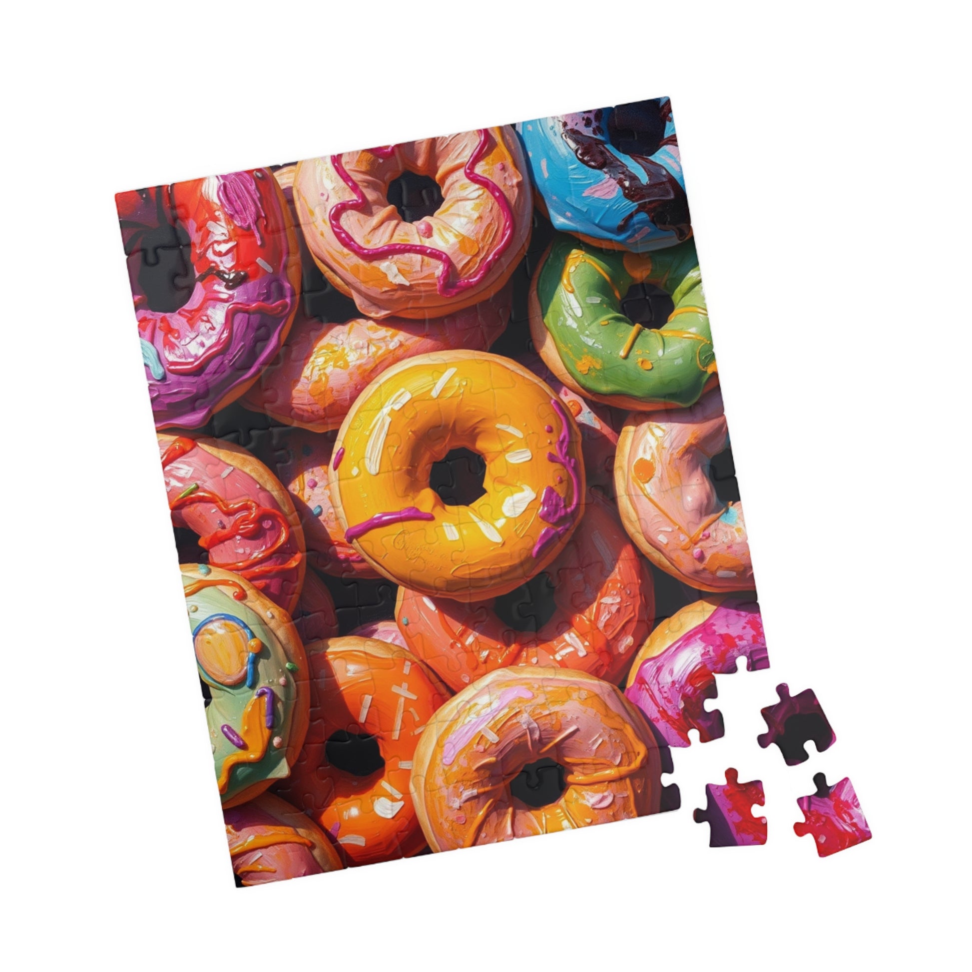 Chaotic Donuts Puzzle, Vibrant Sweets-Themed Jigsaw, Bright and Colorful Food Collage, Family Activity, Quiet Pastime, Foodie Puzzle Lover Puzzle The Puzzle Chest
