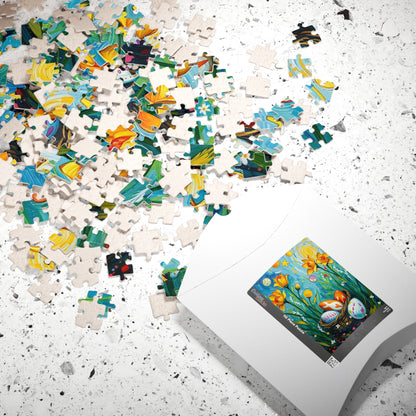 Springtime Egg Hunt Puzzle | Easter Jigsaw Game, Fun Family Activity, Flower Puzzle Artwork, Unique Gift for Adults, Seasonal Fun Puzzle The Puzzle Chest
