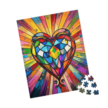 Prism of Love Jigsaw Puzzle, Stained Glass Style Art, Rainbow Colors LGBTQ+ Gift for Puzzle Lovers, Fun Family Activity, Mindful Hobby