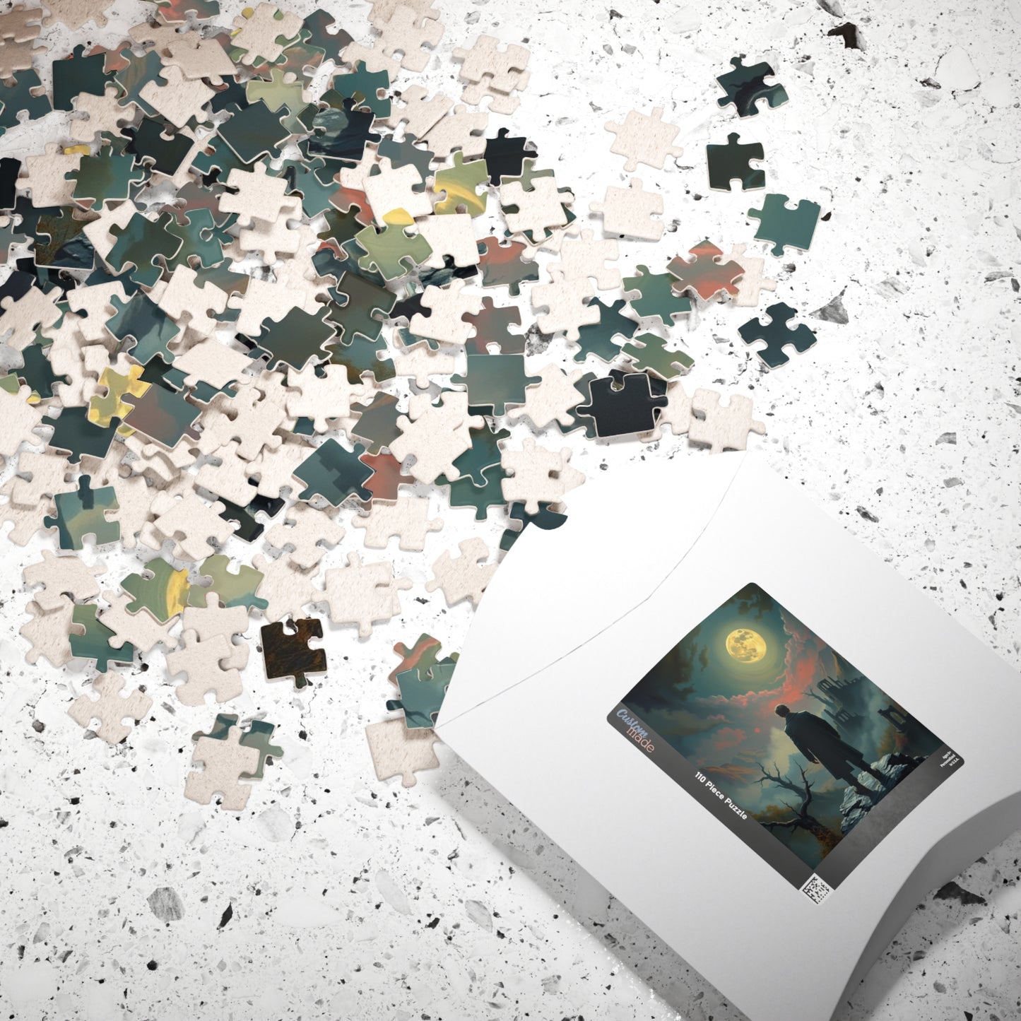Mystical Moonlight Puzzle, Lone Traveler Overlooking Valley of Ruins, Gothic Art Jigsaw Game, Puzzle Lover Gift, Family Activity Solo Fun Puzzle The Puzzle Chest
