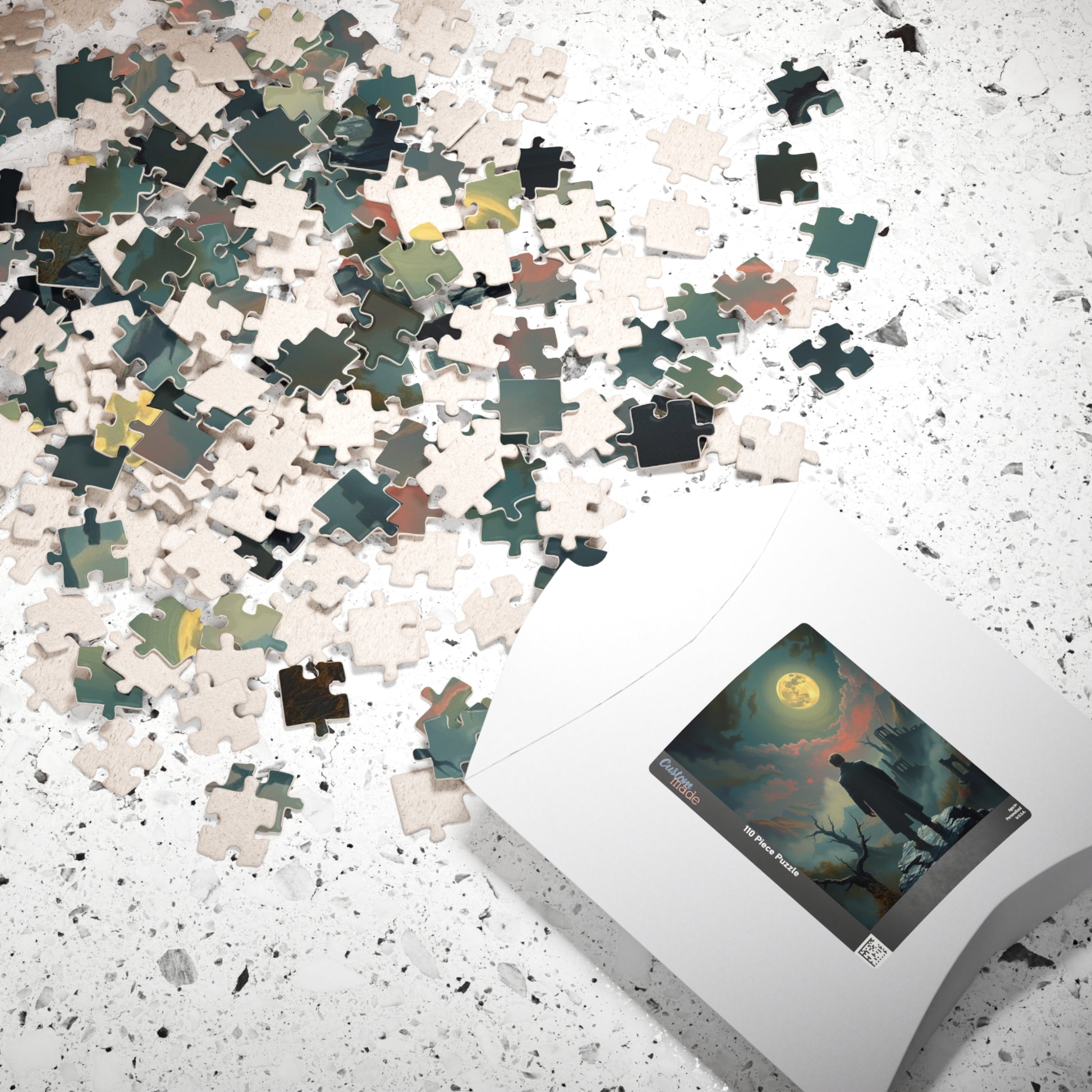 Mystical Moonlight Puzzle, Lone Traveler Overlooking Valley of Ruins, Gothic Art Jigsaw Game, Puzzle Lover Gift, Family Activity Solo Fun Puzzle The Puzzle Chest