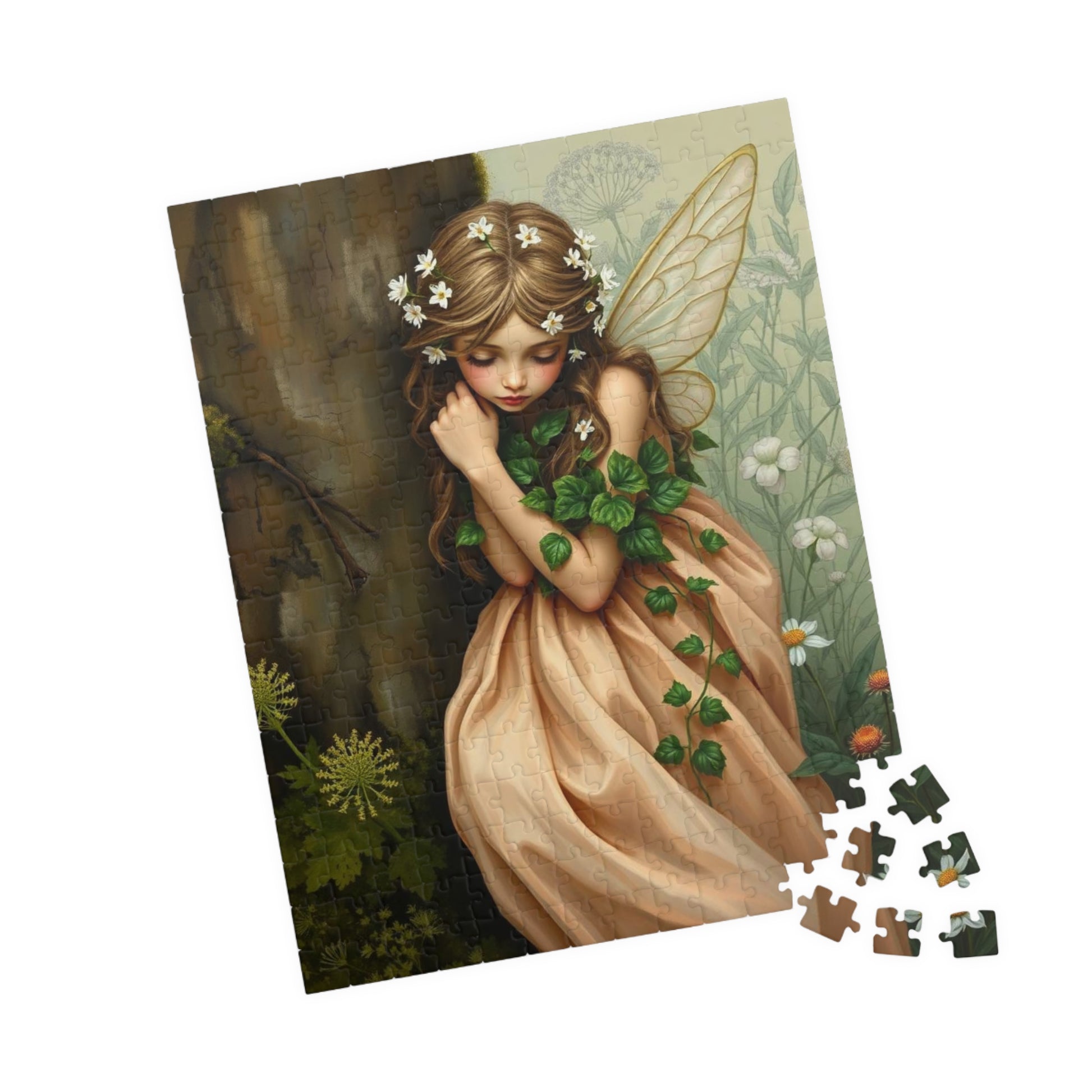 Thoughtful Woodland Fairy Puzzle - Peach Gown, Mossy Tree, Forest Scene, 110-1014 Piece Jigsaw, Gift for Nature Lover, Family Fun Activity 252 pcs (Vertical) Puzzle The Puzzle Chest
