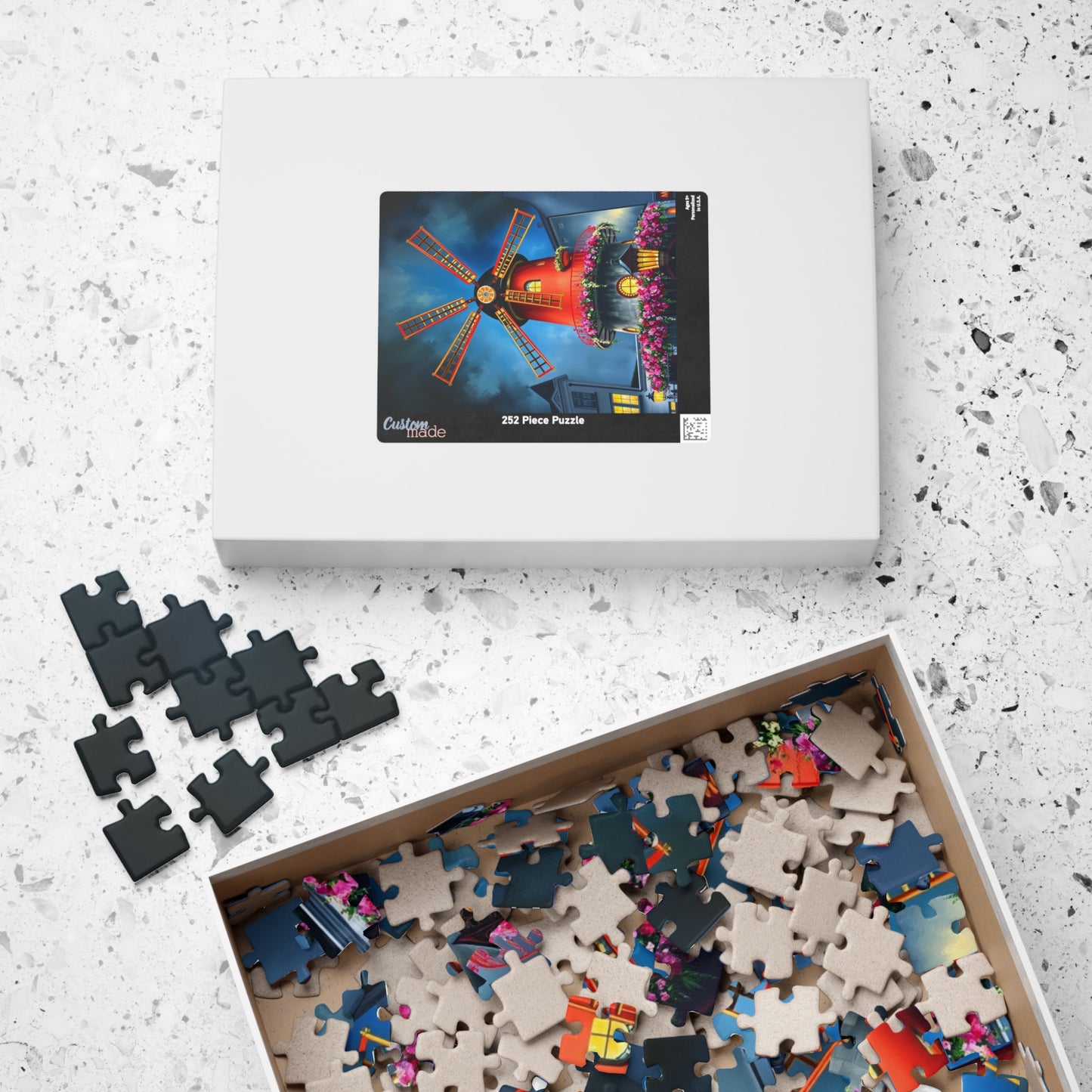 Moulin Rouge Windmill Puzzle, Famous Parisian Landmark Tourist Attraction Jigsaw Game, Vibrant Nighttime Paris Scene, Best Travel Lover Gift Puzzle The Puzzle Chest