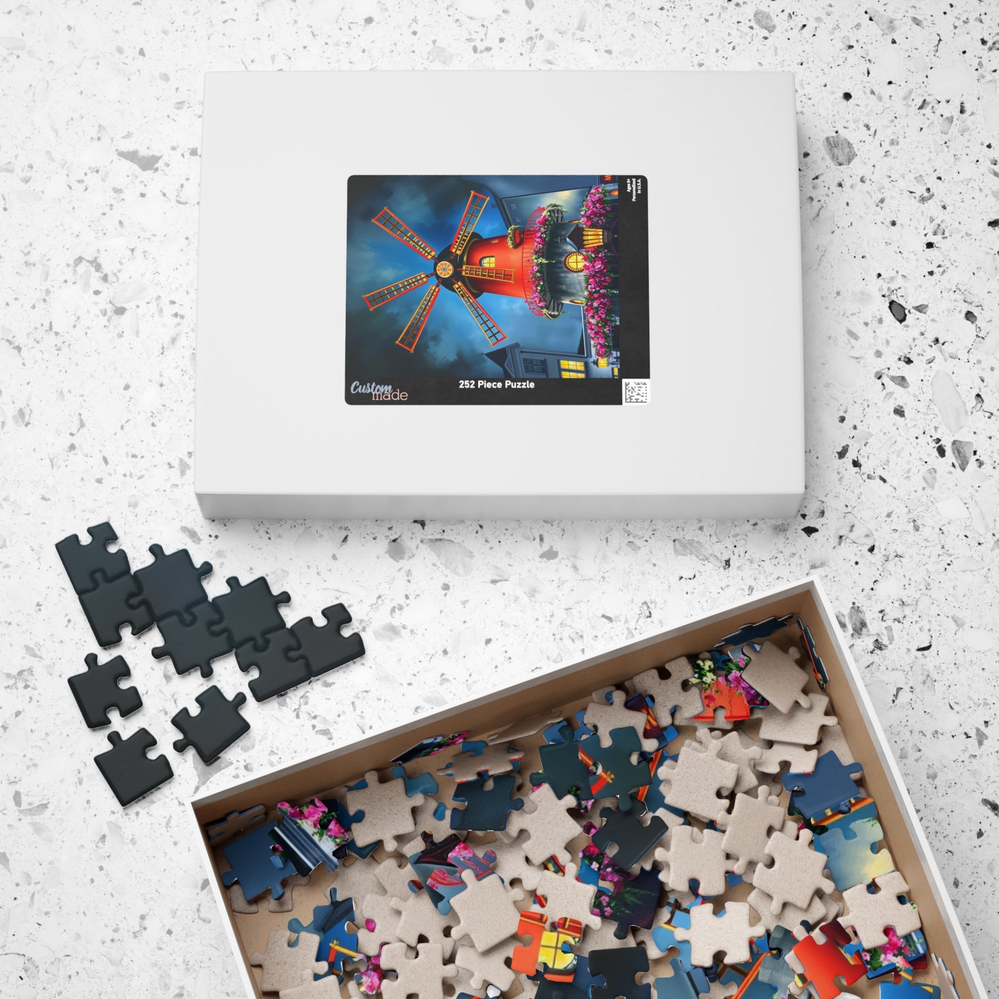Moulin Rouge Windmill Puzzle, Famous Parisian Landmark Tourist Attraction Jigsaw Game, Vibrant Nighttime Paris Scene, Best Travel Lover Gift Puzzle The Puzzle Chest