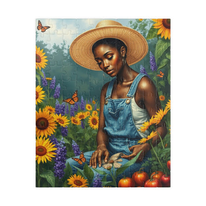 Botanical Black Woman Jigsaw Puzzle, Colorful Garden Scene, Puzzle Lover Gift, Nature Theme, 110-1014 Piece Afrocentric Artwork 110 pcs (Vertical) Puzzle The Puzzle Chest