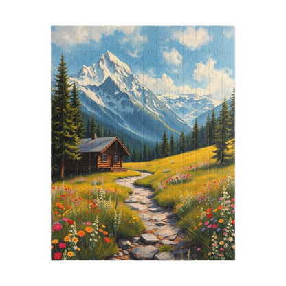 Mountain Cottage Illustration Puzzle, Nature Scene Jigsaw, 110-1014 Pieces, Gift for Nature Lovers, Family Fun, Relaxation Activity 252 pcs (Vertical) Puzzle The Puzzle Chest
