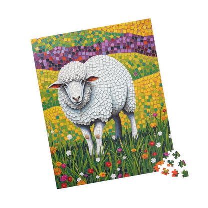 Mosaic Sheep Puzzle, Lamb Grazing in Colorful Flower Meadow, 110-1014-piece Animal Themed Jigsaw Game, Relaxing Hobby, Mindfulness Activity Puzzle The Puzzle Chest