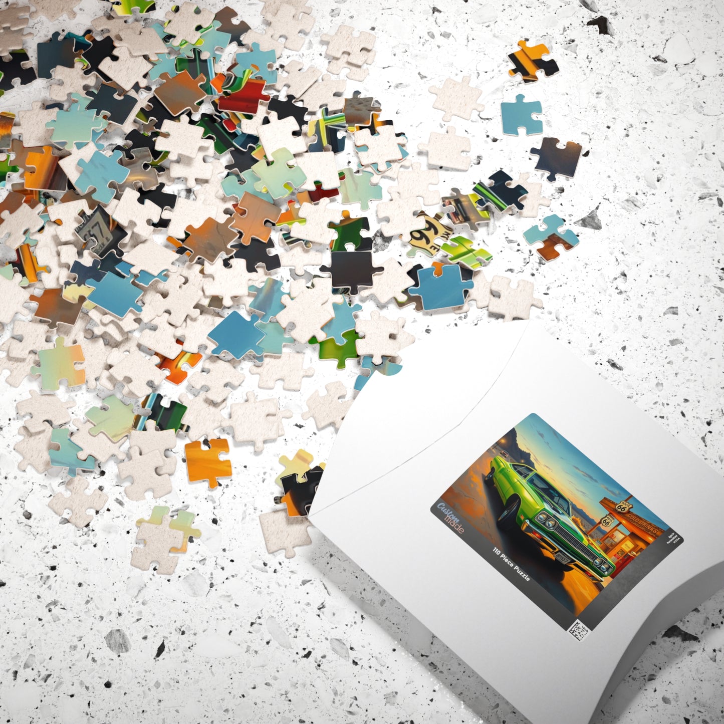 Vintage Route 66 Car Jigsaw Puzzle, Lime Green 1969 Plymouth Road Runner Nostalgic Gift for Car Lovers, Family Fun, Automobile Enthusiasts Puzzle The Puzzle Chest