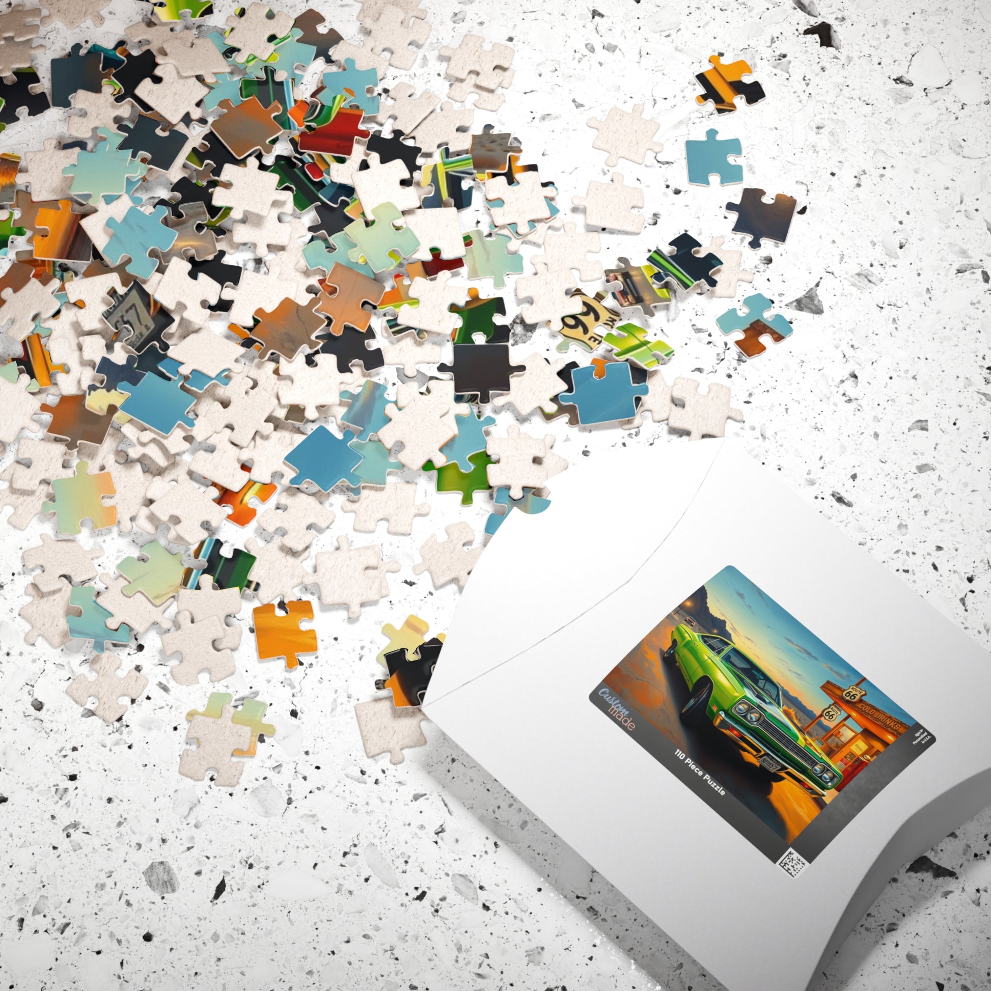 Vintage Route 66 Car Jigsaw Puzzle, Lime Green 1969 Plymouth Road Runner Nostalgic Gift for Car Lovers, Family Fun, Automobile Enthusiasts Puzzle The Puzzle Chest