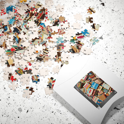 Vintage Matchbook Collage Jigsaw Puzzle, Retro Americana Memorabilia, Old Matchboxes Postcards and Receipts, Mid-Century Diner Motel Designs Puzzle The Puzzle Chest