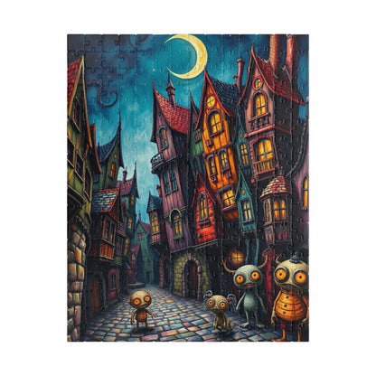 Whimsical Halloween Village Jigsaw Puzzle, 110-1014 Piece Dark Fantasy Art Nighttime Scene, Perfect for Family Game Night, Puzzle Lover Gift 252 pcs (Vertical) The Puzzle Chest