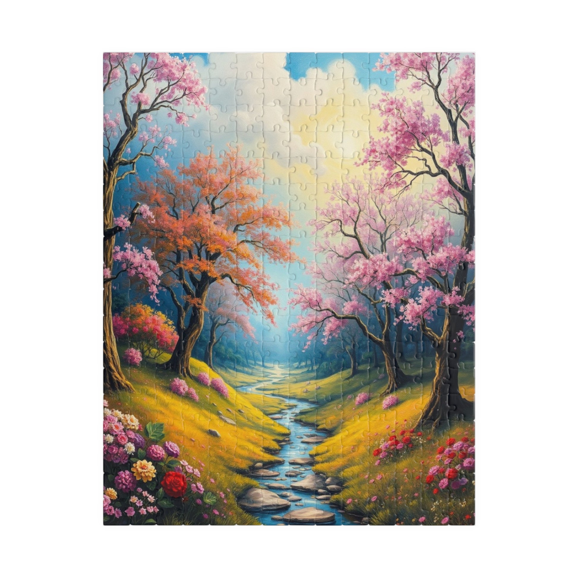 Puzzle, Spring Landscape with Colorful Trees Flowers and Greenery - 110-1014 Piece Jigsaw, Family Activity, Home Decor, Stress Relief, Gift 252 pcs (Vertical) Puzzle The Puzzle Chest